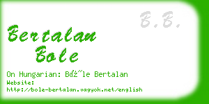 bertalan bole business card
